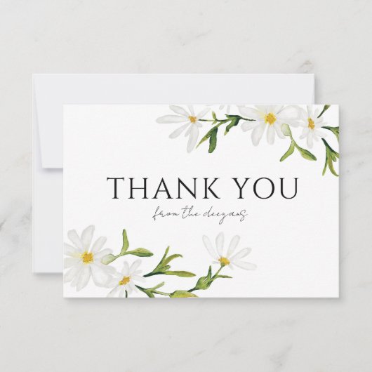 Watercolor Daisy Wedding Floral Danke Karte (Vorderseite)