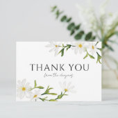 Watercolor Daisy Wedding Floral Danke Karte (Stehend Vorderseite)