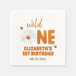 Watercolor Daisy Wild Ein 1. Geburtstagskind Serviette
