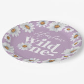 Watercolor Daisy Wild One Girl's first Birthday Pappteller (Schrägansicht)