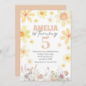 Watercolor Daisy Wüste Sand Birthday Einladung (Vorne/Hinten)