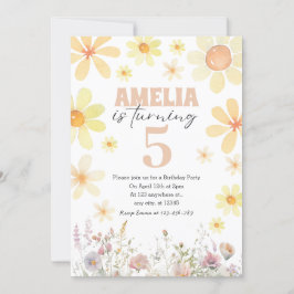 Watercolor Daisy Wüste Sand Birthday Einladung