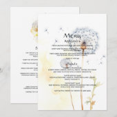 Watercolor Dandelion Wedding Menükarte (Vorne/Hinten)