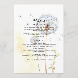 Watercolor Dandelion Wedding Menükarte