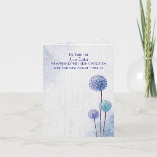Watercolor Dandelns Beileid Vielen Dank Karte (Vorderseite)