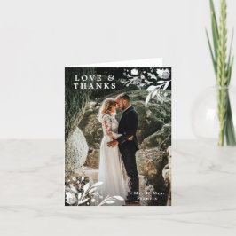 Watercolor-danken Blumenhochzeits-Foto Ihnen Dankeskarte