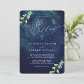 Watercolor Dark Blue Greenerity Einladung zur Hoch (Stehend Vorderseite)