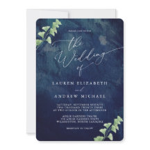 Watercolor Dark Blue Greenerity Einladung zur Hoch