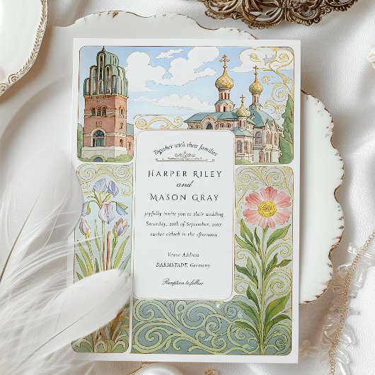Watercolor Darmstadt Wedding Einladung
