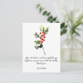 WATERCOLOR DECEMBER HOLLY BIRTH FLOWER POSTKARTE (Stehend Vorderseite)
