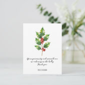 WATERCOLOR DECEMBER HOLLY BIRTH FLOWER POSTKARTE (Stehend Vorderseite)