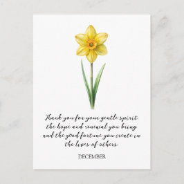 WATERCOLOR DECEMBER NARCISUSS BIRTH FLOWER POSTKARTE