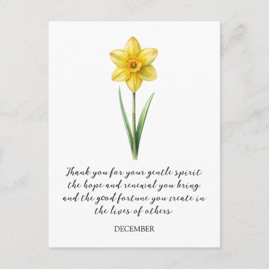 WATERCOLOR DECEMBER NARCISUSS BIRTH FLOWER  POSTKARTE (Vorderseite)