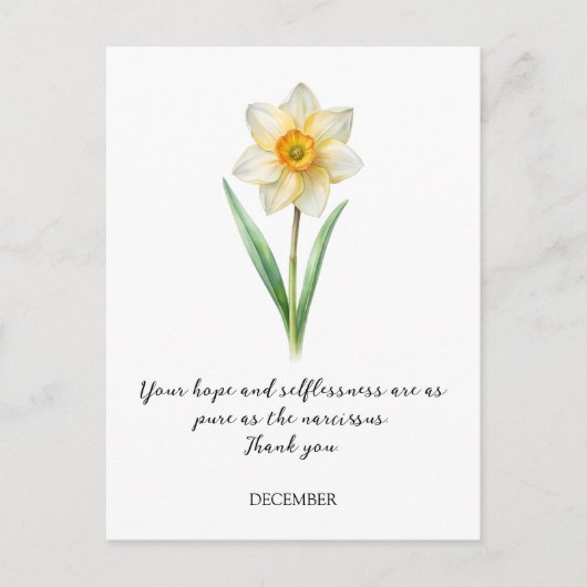 WATERCOLOR DECEMBER NARCISUSS BIRTH FLOWER POSTKARTE (Vorderseite)