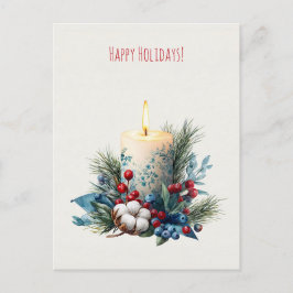 Watercolor decorated Christmas Candle Feiertagspostkarte