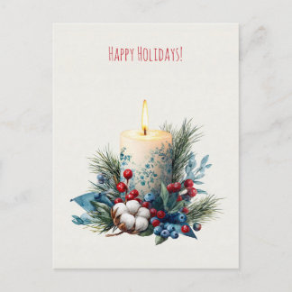 Watercolor decorated Christmas Candle Feiertagspostkarte