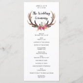 Watercolor Deer Antlers Country Wedding Rackcard Programm (Rückseite)
