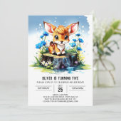 Watercolor Deer Boho Boy Birthday Einladung (Stehend Vorderseite)