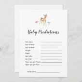 Watercolor Deer White Baby Shower Predictions Game (Vorne/Hinten)