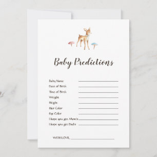 Watercolor Deer White Baby Shower Predictions Game
