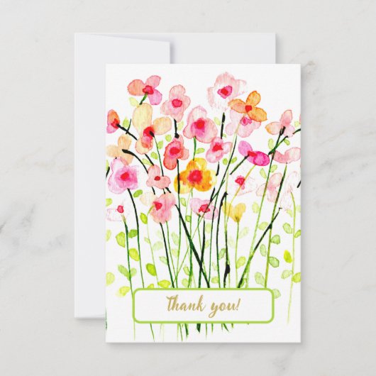 Watercolor delikate Wildblumen. Vielen Dank Dankeskarte (Vorderseite)