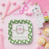 Watercolor Derby Day Horse Monogram Crest Party Pappteller (Party)