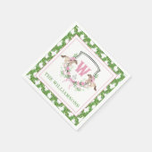Watercolor Derby Day Horse Monogram Crest Party Serviette (Ecke)