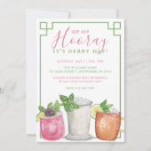Watercolor Derby Day Mint Julep Drinks Party Einladung (Vorderseite)