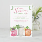 Watercolor Derby Day Mint Julep Drinks Party Einladung (Stehend Vorderseite)