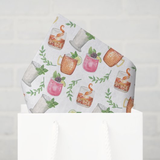 Watercolor Derby Day Mint Julep Drinks Seidenpapier (Geschenktüte)