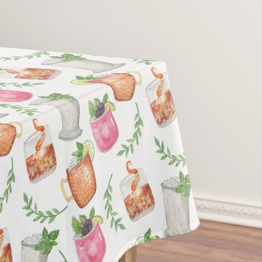 Watercolor Derby Day Mint Julep Drinks Tischdecke (Beispiel)