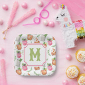 Watercolor Derby Day Mint Julep Getränke Monogramm Pappteller (Party)