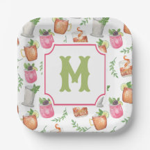 Watercolor Derby Day Mint Julep Getränke Monogramm