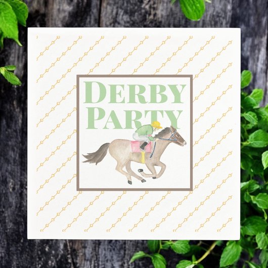 Watercolor Derby Party Horse Jockey Race Serviette