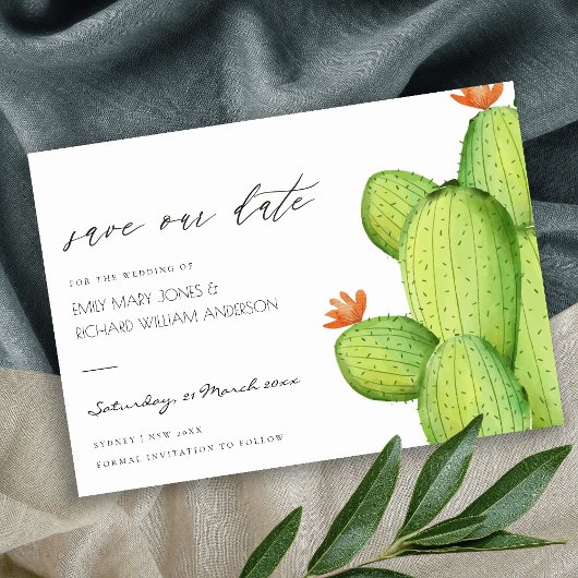 WATERCOLOR DESERT CACTUS BLUME SAVE THE DATE