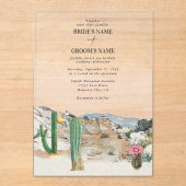 Watercolor Desert Cactus Boho Wedding Acryleinladungen (Vorderseite)