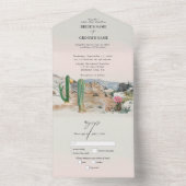 Watercolor Desert Cactus Boho Wedding All In One Einladung (Innen)