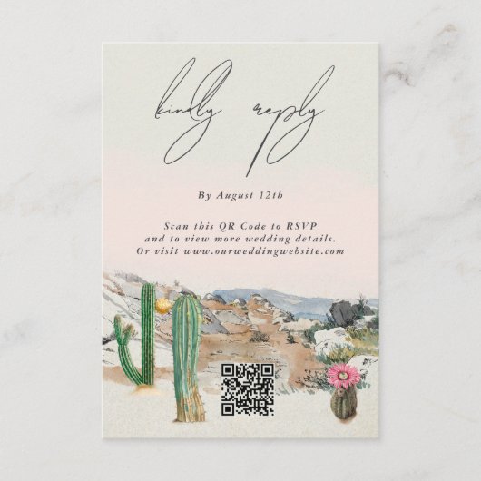 Watercolor Desert Cactus Boho Wedding Begleitkarte (Vorderseite)