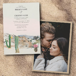 Watercolor Desert Cactus Boho Wedding Custom Photo Einladung