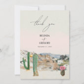 Watercolor Desert Cactus Boho Wedding Dankeskarte (Vorderseite)