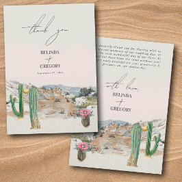 Watercolor Desert Cactus Boho Wedding Dankeskarte