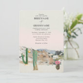 Watercolor Desert Cactus Boho Wedding Einladung (Stehend Vorderseite)