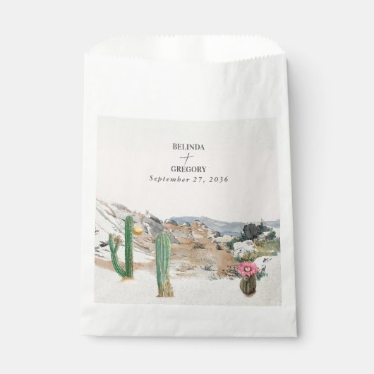 Watercolor Desert Cactus Boho Wedding Geschenktütchen (Vorderseite)