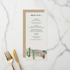 Watercolor Desert Cactus Boho Wedding Menükarte