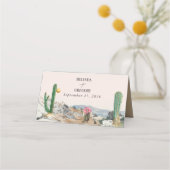 Watercolor Desert Cactus Boho Wedding Platzkarte (Rückseite)