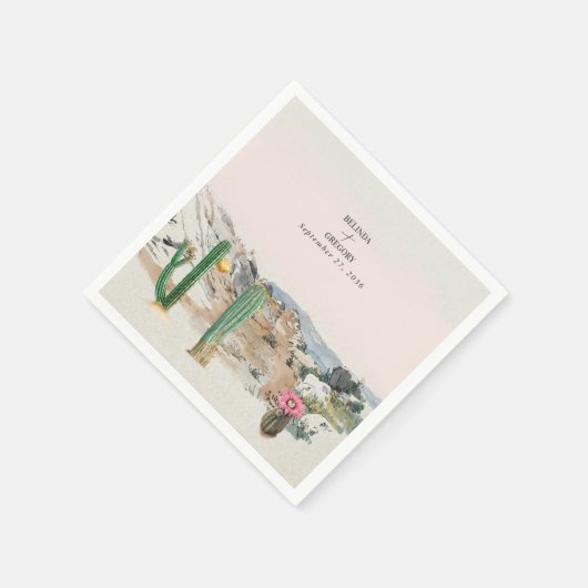 Watercolor Desert Cactus Boho Wedding Serviette (Ecke)