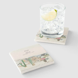 Watercolor Desert Cactus Boho Wedding Steinuntersetzer