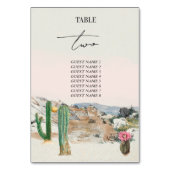 Watercolor Desert Cactus Boho Wedding Tischnummer (Rückseite)