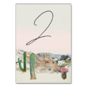 Watercolor Desert Cactus Boho Wedding Tischnummer (Rückseite)