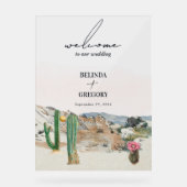 Watercolor Desert Cactus Boho Wedding Welcome Acrylschild (Vorderseite)